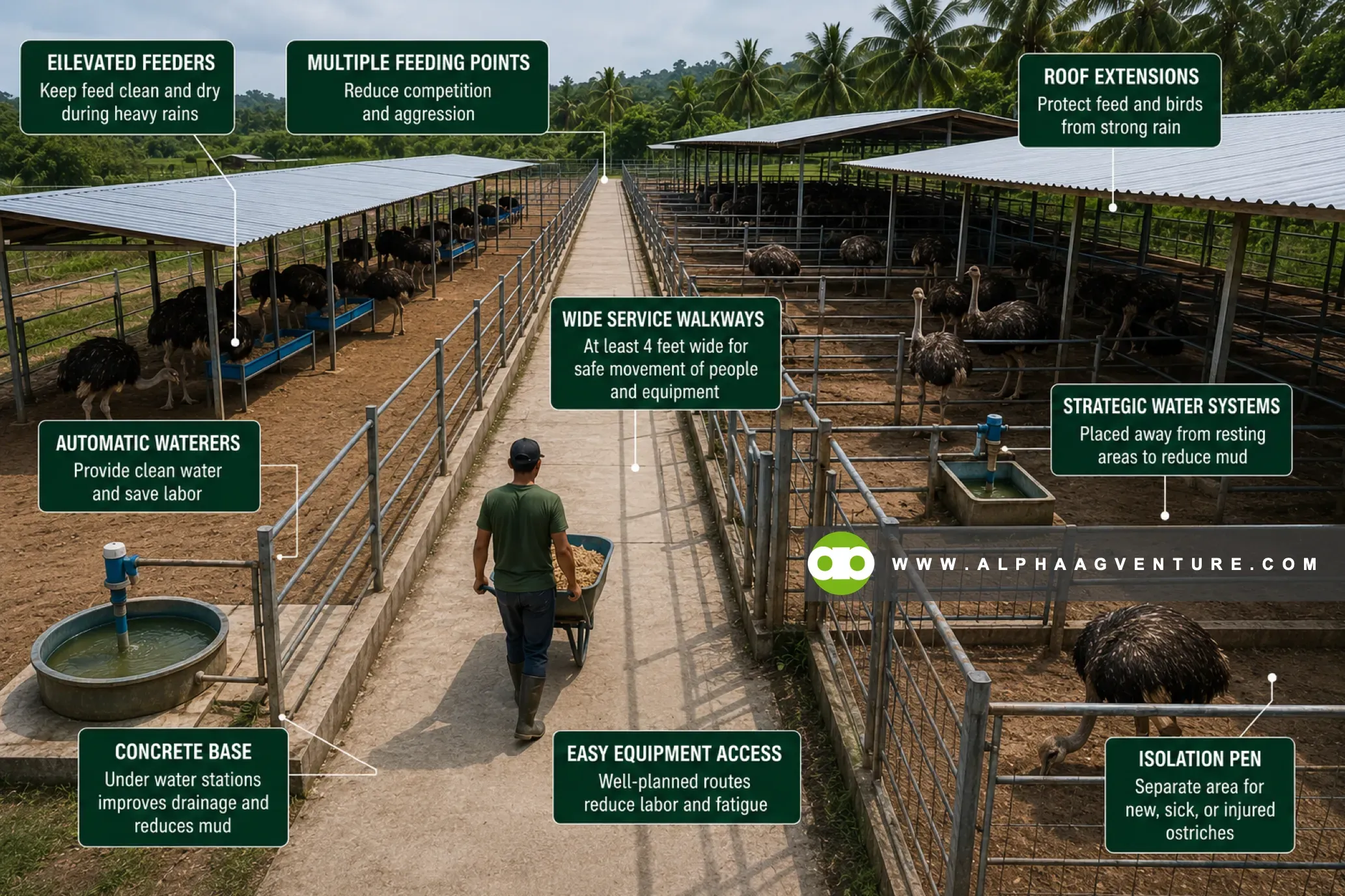 Ostrich Pen Design Guide - Fencing Specifications and Shelter Systems