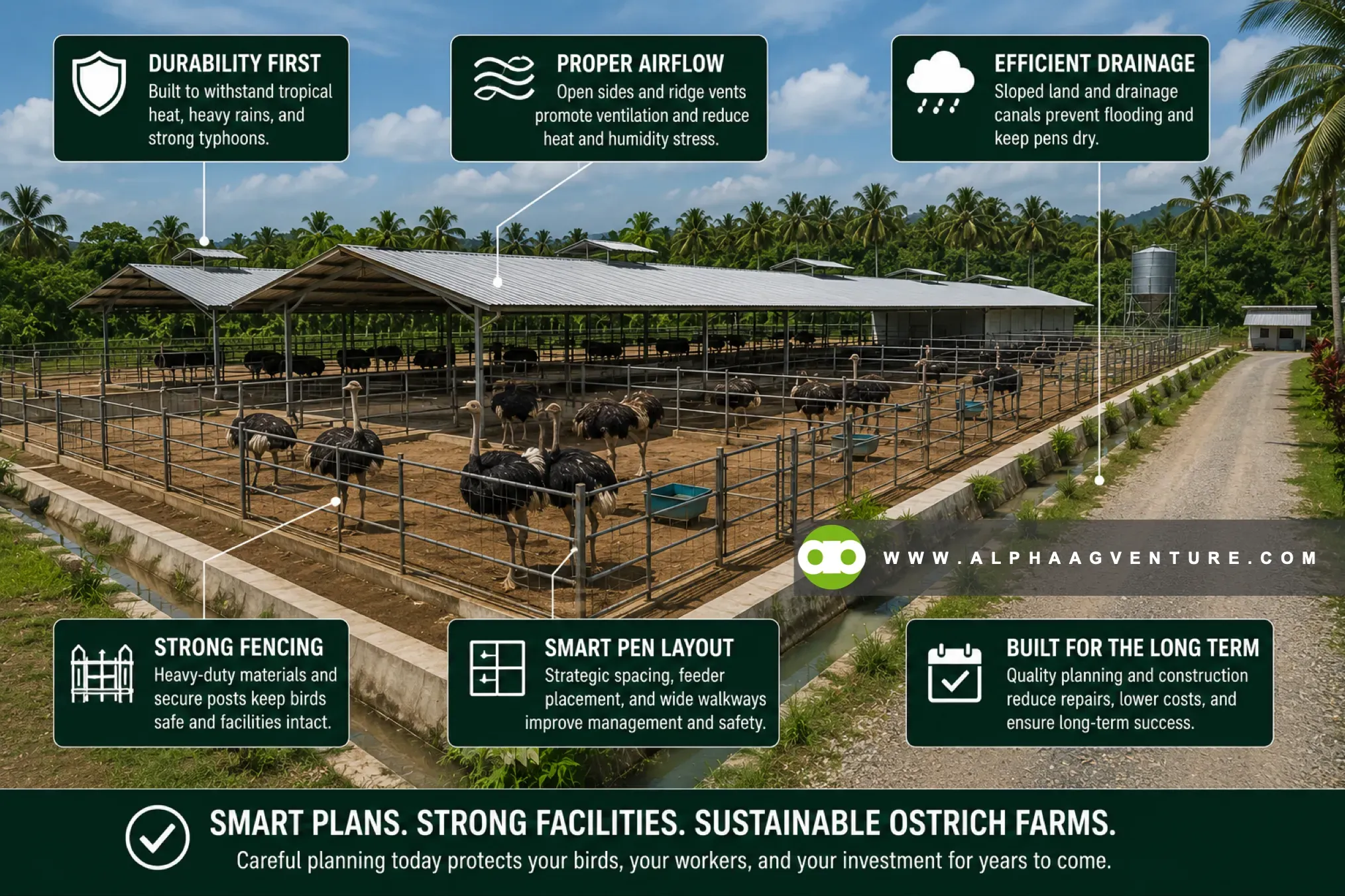 Ostrich Pen Design Guide - Fencing Specifications and Shelter Systems