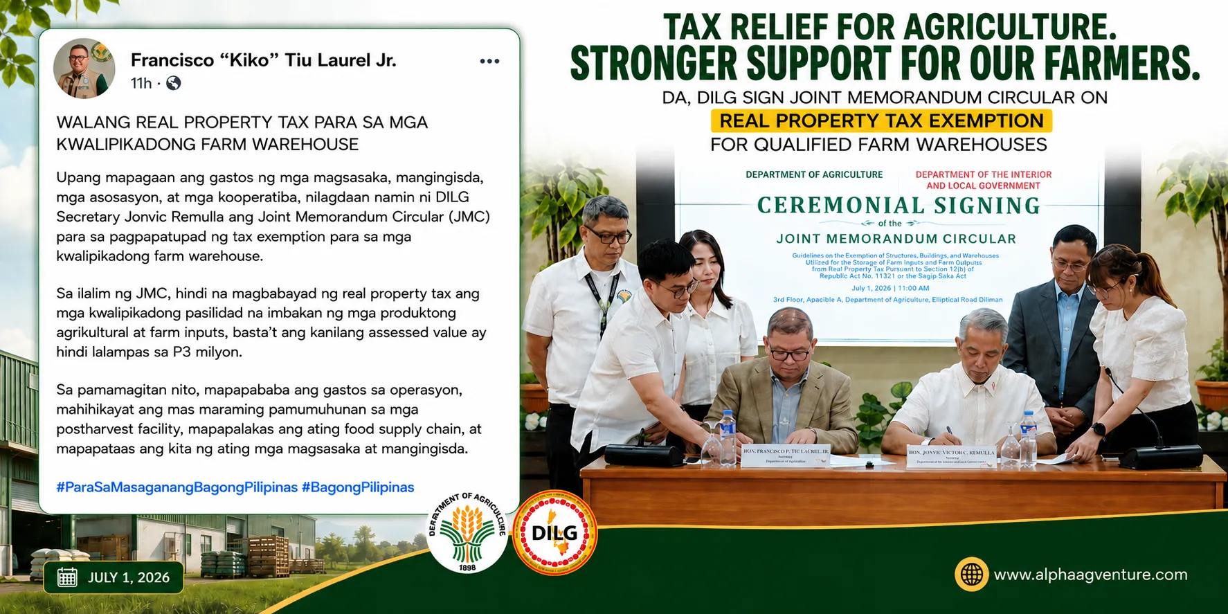 Real Property Tax Exemption for Qualified Farm Houses by Sec. Francisco Laurel and Jonvic Remulla